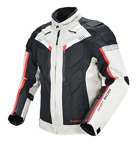 Chaqueta Moto Hombre Impermeable Protección Gry07 Gris Xl