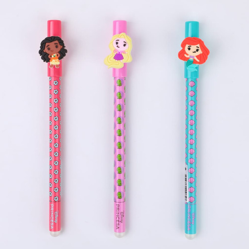Lapicera Roller Borrable Tinta Azul Princesas De Disney Moana Rapunzel La Sirenita Wero