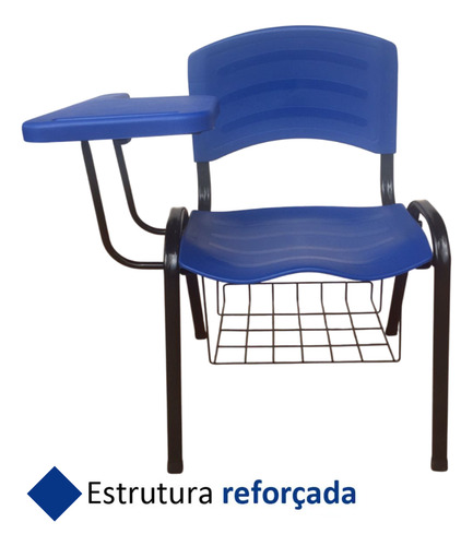 Conjunto 8 Unid. Cadeira Universitária Azul + Prancheta