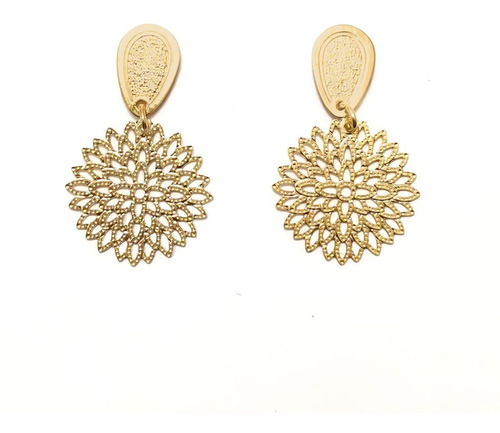 Aros Flor Calada Enchapado Oro 18k