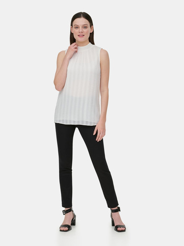 Blusa Texture Stripe Blanco Calvin Klein Mujer