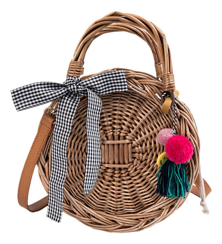 Bolso De Mujer De Moda Con Borlas Tejidas Con Lazo, Bamboo S