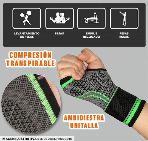 Imagen 4 de 9 de Muñequera Ortopedica Compresion Unisex Crossfit Gym Jb-7208a