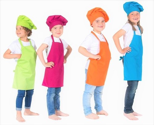 Oferta 4 Unidades Mini Chef ( Mandil Y Gorro ) Talla 2,4,6,8