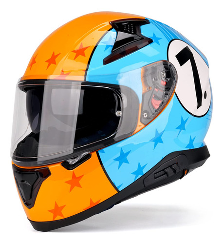 Hax - Casco De Motocicleta De Cara Completa Con Doble Ala Tr