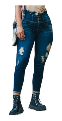 Jeans Mujer Levanta Cola  Elastizado Tiro Medio/bajo