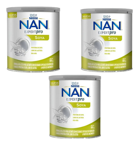 Nan Expert Pro Soya Pack 3 Latas 800g C/u Original