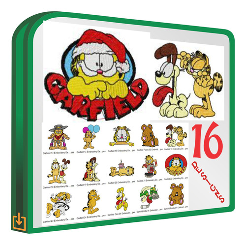 Garfield V2 Set 16 Diseños Bordadoras Infantiles Bordar Ropa