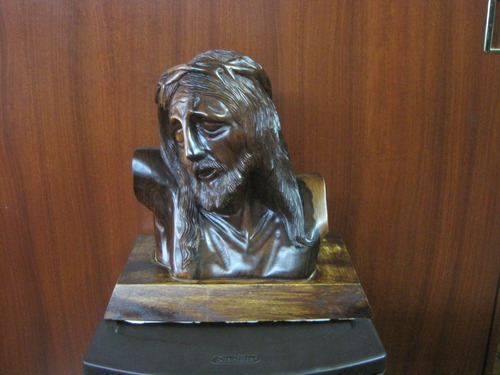 Busto Divino Rostro De Jesus Tallado En Madera