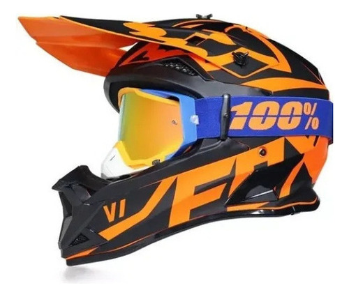 Gafas De Motocross De Pista Negras Con Espejo E Incoloras Armazón Negro/verde