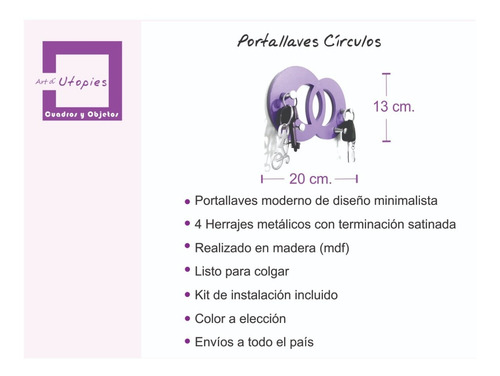 Imagen 5 de 6 de Porta Llaves Llavero Pared Moderno Diseño Portallaves Color