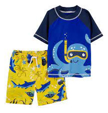 Traje De Baño 2pc Pulpo Poliester Niño Carters 4t Flaber 