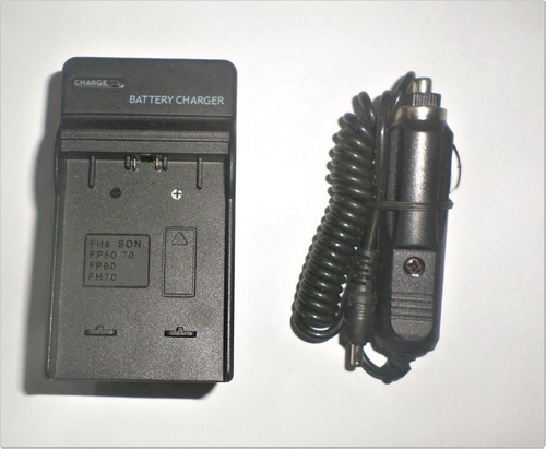 Imagen 2 de 3 de Cargador Casa Y Carro Para Camaras Sony Fp50 Fp70 Fp90 Fh70