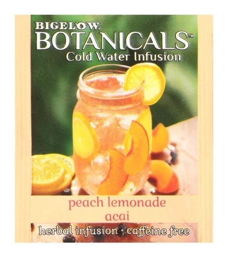 Te Bigelow Frio Melocoton Limonada Acai Peach Botanicals