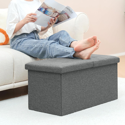 Otomana De Almacenamiento Gris 30x15x15