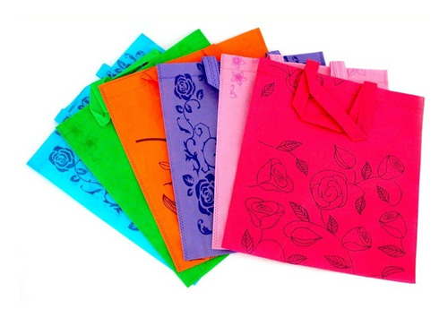 10 Bolsa Ecológica O Regalo Guata Flores Medianas 35x26cms