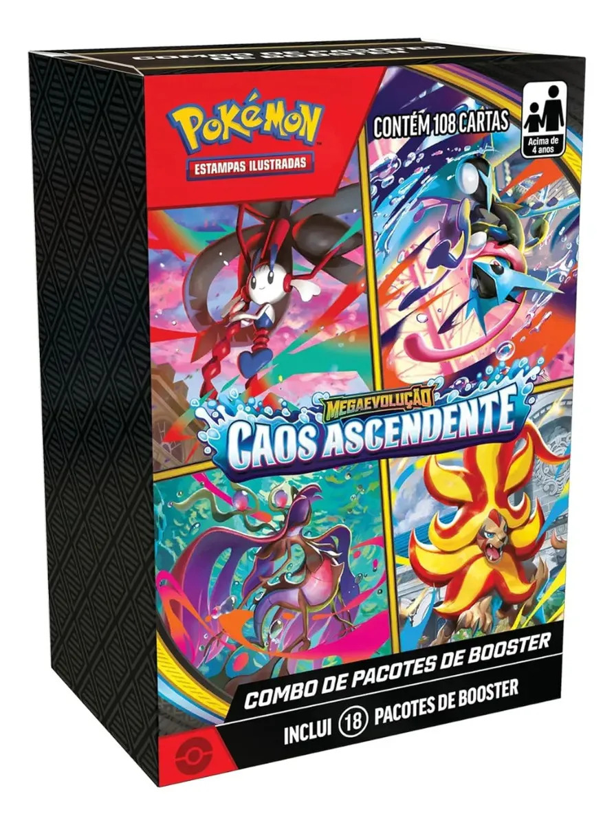 Combo Booster Caos Ascendente Pokémon Mini Booster Box Pokémon Estampas Ilustradas Português