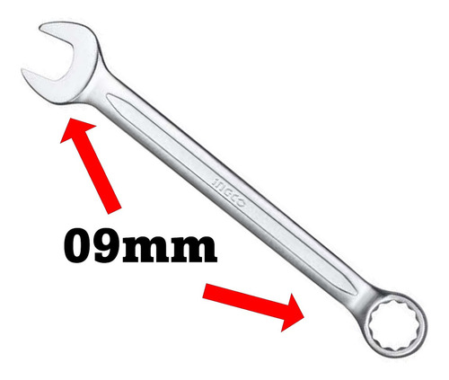 Ferramenta Chave Combinada 09mm Em Aço Cr-v Ingco Hcspa091