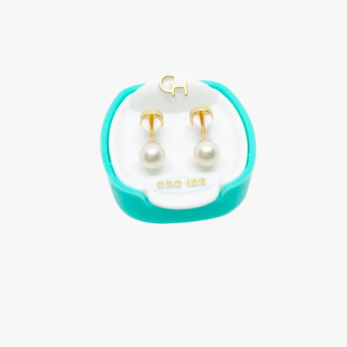Aros Abridores De Oro 18 Kts Perla Cultivada 5 Mm Art 115