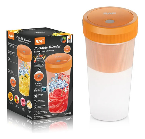 Licuadora Portátil 80w 300ml 8 Cuchillas Raf R.2829o