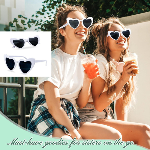 8 Pcs Gafas De Sol Corazón Blanco, Gafas Vintage Con Forma