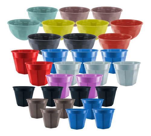 Imagen 3 de 4 de Maceta Plastica X 10 Unidades 19 Cm Colores