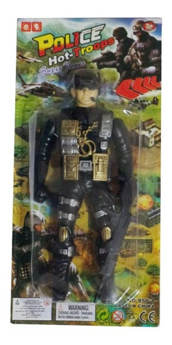 Imagem 1 de 1 de Boneco Soldado Articulado Militar Policial Com Arminha.