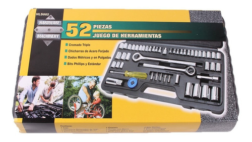 Juego De Dados Caja Herramientas De 52 Piezas Hls002