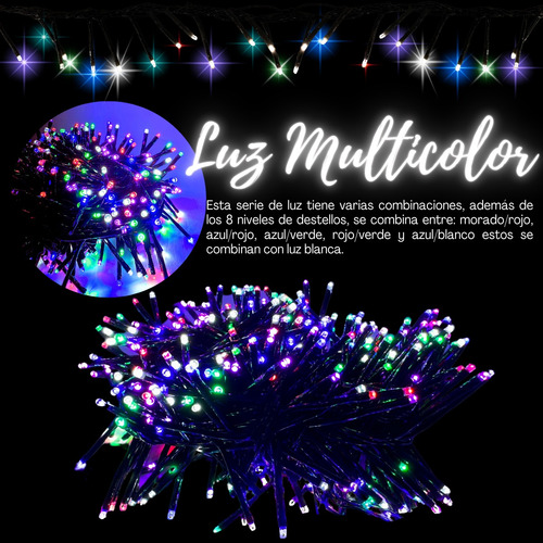 Serie Navideña Decorativa 500led Foco V3 8mts Tipo Cerillo