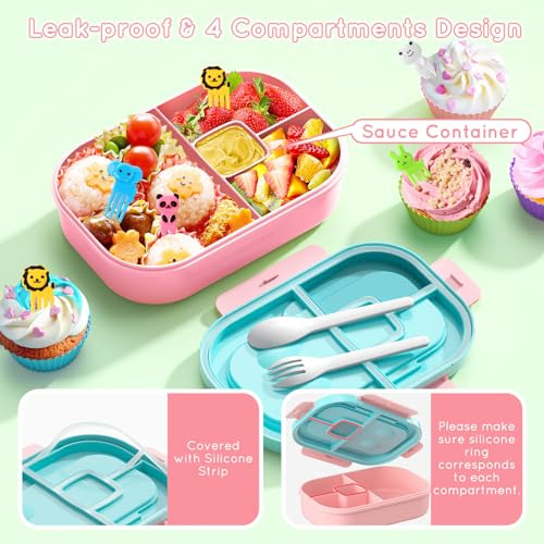 Fiambrera Para Niño Y Adulto, Lonchera Bento Con 4 Compartim