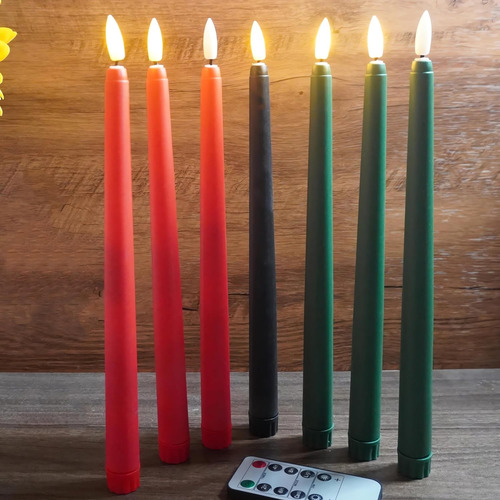 Juego De 7 Velas Kwanzaa Sin Llama, Funciona Con Pilas, Mish
