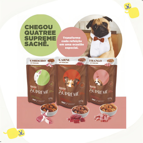 Quatree Supreme Sachê Cão Adulto Frango 18 Unidades De 100g