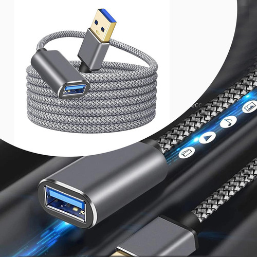 2 Cable De Extensión Usb 3.0 Macho A Hembra Nylon 0,5 M