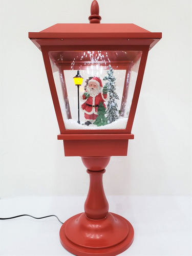 Imagen 1 de 3 de Farol Navideño Rojo Santa Claus Con Base Y Luz Led