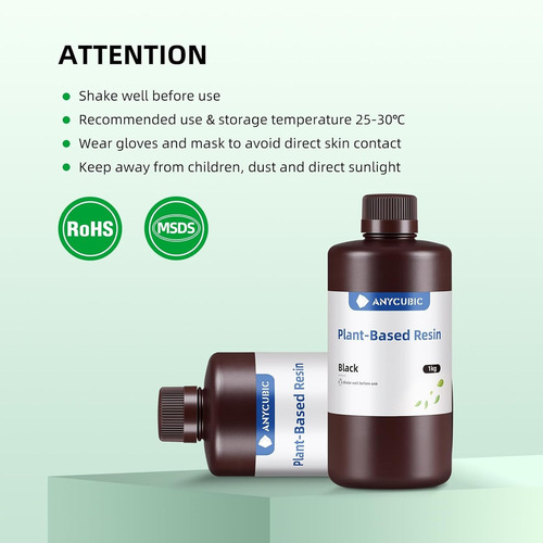Resina Anycubic Impresora 3d Uv Plant-based Rapid 1kg Negro