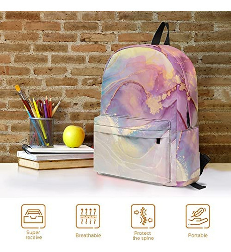 Mochila Para Computadora Portátil De Mármol Para Adolescente