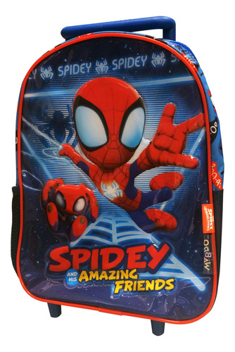 Mochila Con Carro Spider-man 12  Spidey Azul (6410)