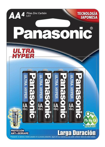 Pila Panasonic Carbon Zinc Azul Aa C/4 Um-4np/4b