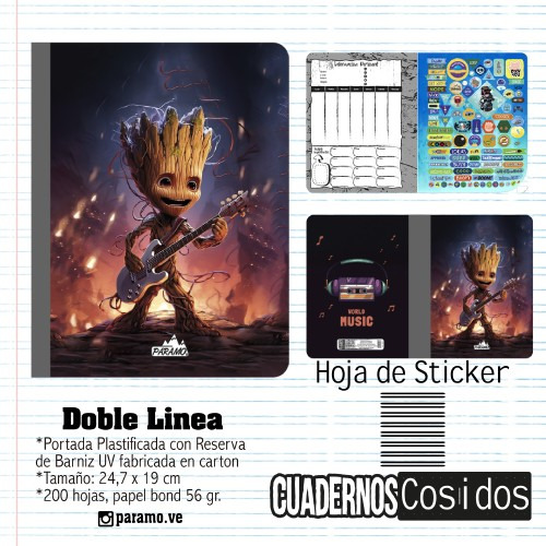 Libreta Doble Linea Cosida Paramo 100 Hojas De Raya