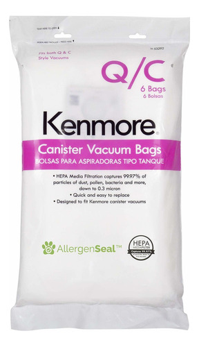 Kenmore Hepa - Bolsas De Aspiradora C Q - Kenmore &amp; Sea.