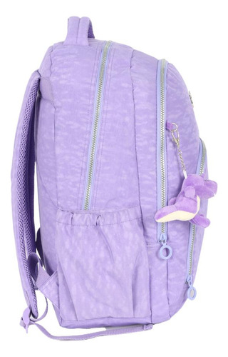 Mochila Classica De Costas Crinkle Dino Up4you Cor Roxo Desenho Do Tecido Liso