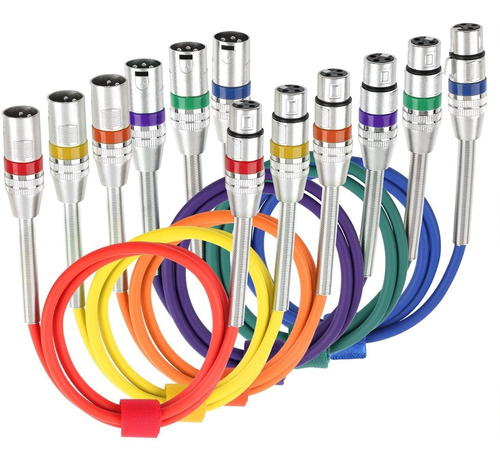 Cable Para Microfono Xlr De 1 Metro - 6 Unidades De Colores