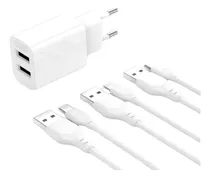 Comprar Cargador Carga Rápida Doble Puerto Usb Con Cable Micro-usb