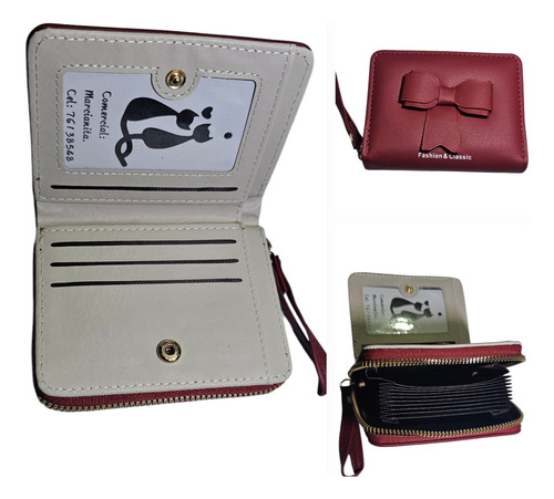 Billetera Dama Fashion & Classic Monedero Mujer Bordó Liso