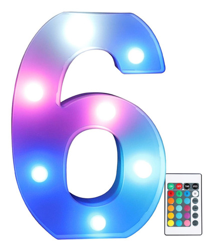 Pooqla Numero Colorido Iluminado Mando Distancia Luz Led