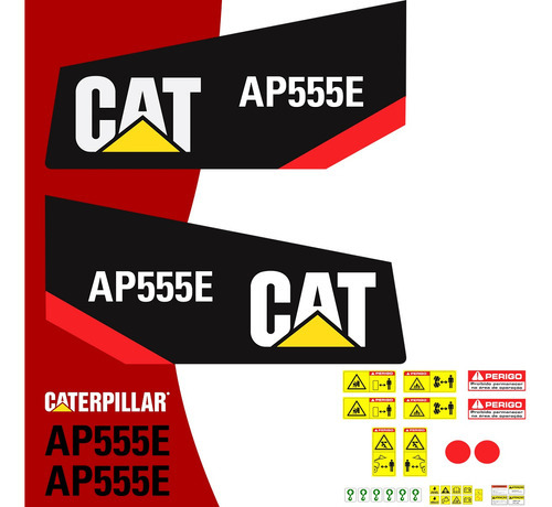 Kit Adesivos Completo Caterpillar Ap555e P/ Máquinas Pesadas