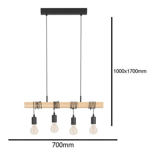 Lámpara Colgante Townshend acero cobre DM100 E27 1X60W cod.32916