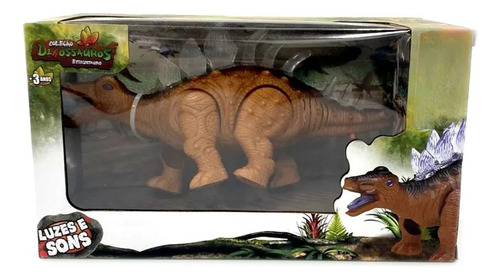 Boneco Dinossauro Estegossauro Elétrico Espinho Acende Dino