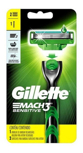 Maquina De Afeitar Gillette Mach3 Sensitive + 2 Cartuchos