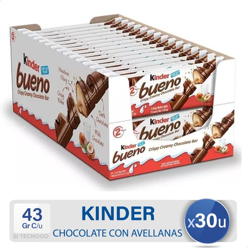 Kinder Bueno Chocolate Crema Avellanas Caja X30 Unidades